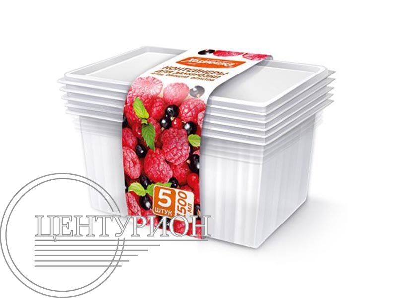 Контейнеры "ХОЗЯЮШКА Мила" для заморозки ягод, овощей, фруктов 1,5 л, 5 шт. 09036. Фото. Строй-Отделка