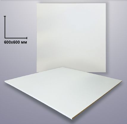 Фото. Плитка для потолка Белая матовая 600х600х8 мм. Строй-Отделка