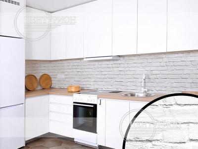 Кухонный фартук Кирпич белый (Ф-288) 3000*600*1,3 мм. Фото. Строй-Отделка