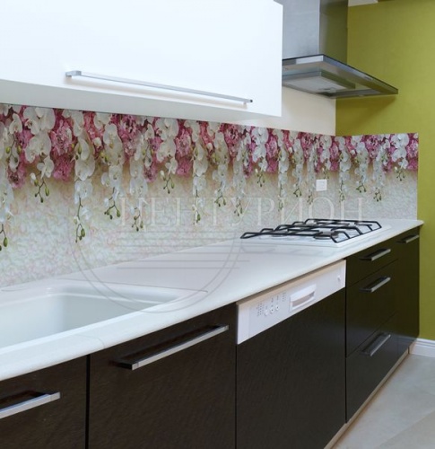Фото. Кухонный фартук Цветущая орхидея (нежность). Строй-Отделка