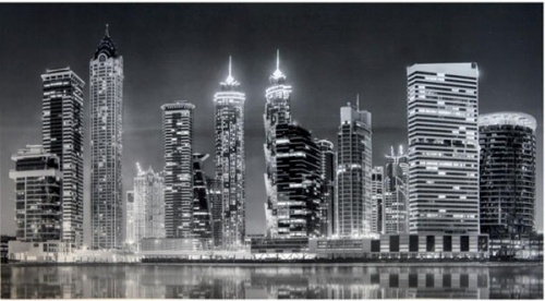Фото. Вечерний Дубай черно белый. Строй-Отделка